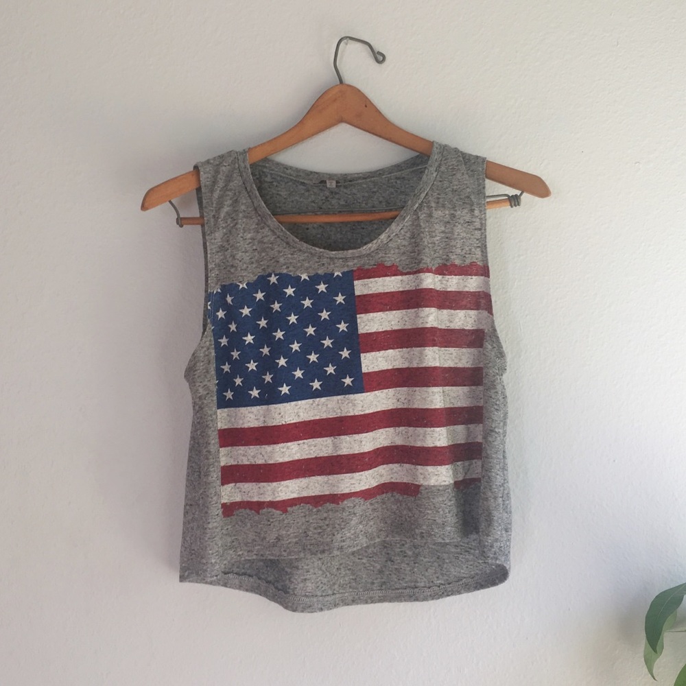 Charlotte Russe crop muscle tank American flag